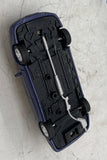 SAAB BLUE CAR WITH LIFT AND TOOL BOX AND SIGN (SWEDISH) APPROX O SCALE Like New No Box