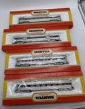 Mantua 4PRRMAN Set of 4 Manuta Pennsylvania PRR Silver/ red passenger cars HO SCALE Like New as is cosmetically