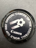 CANON 52mm 1982 OFFICIAL CAMERA OF THE FOOTBALL WORLD CUP SNAP ON Lens Cap RARE SZ Used Excellent No Box