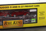 MTH Railking 30-76380 Pennsylvania RailKing Flat Car w/(2) '37 Ford V8 Convertibles O SCALE Used Excellent