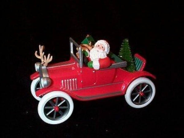 Hallmark Ornament 1991 Santa's Antique Car Here Comes Santa