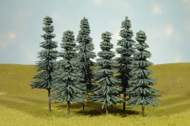 Bachmann 32012 5" - 6" BLUE SPRUCE TREES 6 pack HO SCALE NEW
