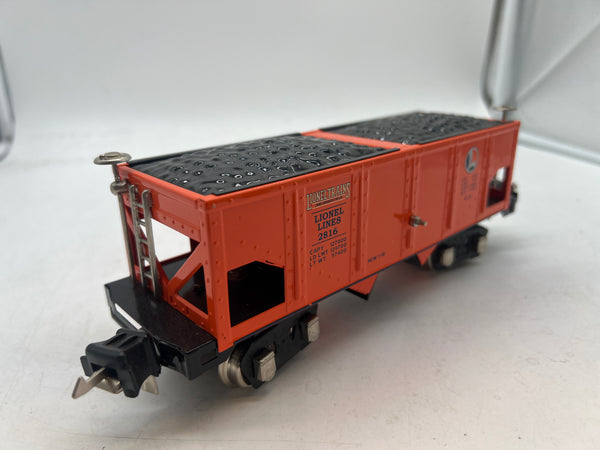 MTH Tinplate 11-70044 Orange 2816 Lionel Hopper Car O SCALE Used Excellent No Box