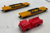 Fire Fox FC001 Fire truck on flat car & flat car 2 pack HO SCALE Used Damaged Box as is