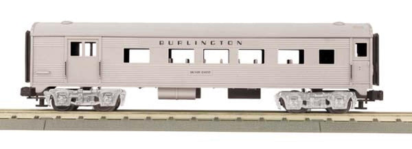 MTH Rugged Rails 33-6046 Burlington Streamlined Combine Car in Silver O-27 Scale O SCALE NEW