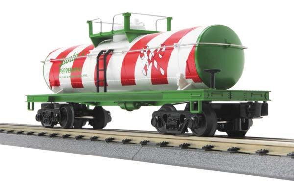 MTH Rugged Rails 33-7326 Christmas Tank Car in Candy Cane Santa's Peppermint O Scale NEW