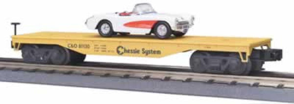 MTH Rugged Rails 33-7603 Chessie Flat Car - with 1957 Corvette  #81130 O SCALE Like New