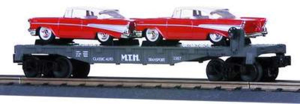 MTH Railking 30-7610 MTH w/57 Chevys RailKing Flat Car Scale O SCALE Like New