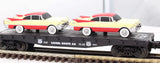 Lionel 6-17536 Flat Car Route 66 w/2 era appropriate vehicles O Scale Like New
