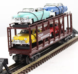 MTH Railking 30-7628 Auto Transportation Auto Carrier Flat Car W/4 cars #4952 O SCALE Like New