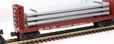 MTH Railking 30-76690 Western Maryland Flat Car - w/Bulkheads & Pipe Load O SCALE Like New