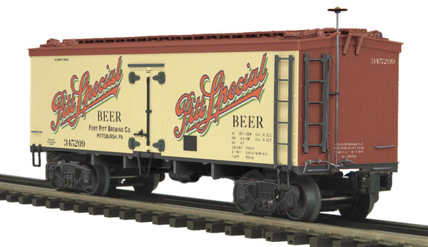 MTH Premier 20-94313 Pittsburgh beer-- Fort Pitt Brewing 36' Woodsided Reefer Car O SCALE NEW