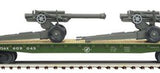 MTH Premier 20-92186E U.S. Army Flat Car with Howitzers O Scale Road #609050 NEW