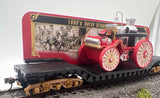 Hawthorne Village 1880's Steam pumper on Heavy Duty Flat Car On30 Scale Like New