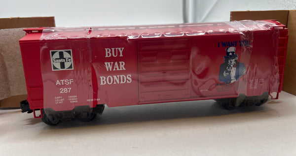 Weaver ATSF 287 Santa Fe Box Car - Uncle Sam Buy War Bonds O SCALE NEW