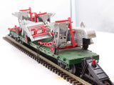 Right of Way Ind. 10858 C&NW Flat Car w/3 Case Combines O SCALE (missing 1/2 pick up wheel on combine) Used