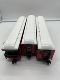 MTH 30-4218A, 30-4218B, 30-4218C Railking (Set of 3) O-27 Christmas Express Lines Passenger Car Set O Scale NEW Damaged Box