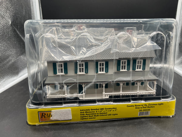 MTH 30-90545 Country house with operating christmas lights-- gray with teal shutters limited O SCALE NEW