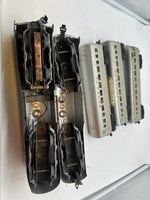 Marx Postwar 1095 Passenger set with 2 E7 AA Diesels (1 Pwd 1 nonpwd), 2 3152 coaches, 3197 observation car O SCALE Used as is No Box