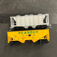 Set of 2 Hopper Cars 1 Die Cast 1 Peabody with Load HO SCALE used