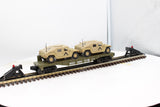 Model Train Sales Inc. DODX-39603  Military Flat Car W/2 M.P. Hummers O SCALE Like New
