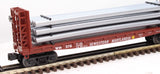 MTH Railking 30-76690 Western Maryland Flat Car - w/Bulkheads & Pipe Load O SCALE Like New