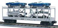 MTH Railking 30-7666 Auto Carrier Flat Car w/Ertl 1967 Camaro SS and 1967 Shelby O SCALE NEW