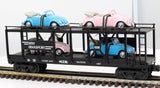 MTH Railking 30-76030 Auto Transportation Auto Carrier Flat Car W/4 VW Convertible Beetles O SCALE Like New
