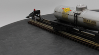 Lionel Postwar 2555 Sunoco METAL Tank Car with Flying Shoes O SCALE Used Excellent Damaged Box