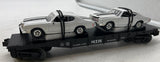 MTH Railking 30-7680 MTH Transport Flat Car w/(2) 1970 Chevelle (White w/Black Stripe) O SCALE Like New