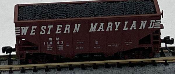 Atlas 41285 WESTERN MARYLAND 55 Ton Fishbelly Hopper TRAINMAN Oxide Red/White N Scale Like New