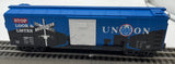 MTH Railking 30-74974 Union Rail Box Car w/Blinking LEDs O SCALE Like New