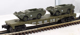 MTSI USAX-39163 Flat Car w/2 Amphibious ARMY Vehicles O SCALE Like New Damaged Box