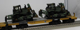 MTH Premier 20-98378 U.S. Army 47' TTX Heavy Duty Flat Car w/(2) Military Tractors O SCALE Like New Damaged Box