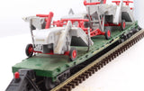 Right of Way Ind. 10858 C&NW Flat Car w/3 Case Combines O SCALE (missing 1/2 pick up wheel on combine) Used