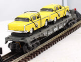 MTH 30-7625 AUTO TRANSPORT FLAT CAR W/ERTL TAXI CAR NO. 1959 RailKing O Scale Like New