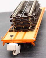 MTH Premier 20-95147 Norfolk Southern 60' Flat Car w(4) ScaleTrax 10" Straights O SCALE Like New Damaged Box