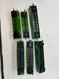 SET OF 6 BURLINGTON NORTHERN CARS ASSORTED WITH LATCH  COUPLERS AS IS  HO SCALE Used Excellent No Box