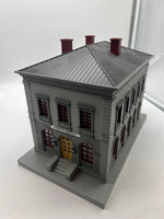 MTH Railking 30-9099 Police Station - Gray & Black  Building **  Sign Modded to Public Library ** O SCALE Used Excellent No Box