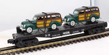 MTH 30-7662 Auto Transport W/2 1940 Woody Wagons O Scale Like New