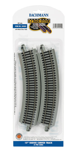 Bachmann 44505 15" RADIUS CURVED (NICKEL SILVER) E-Z TRACK HO SCALE  NEW