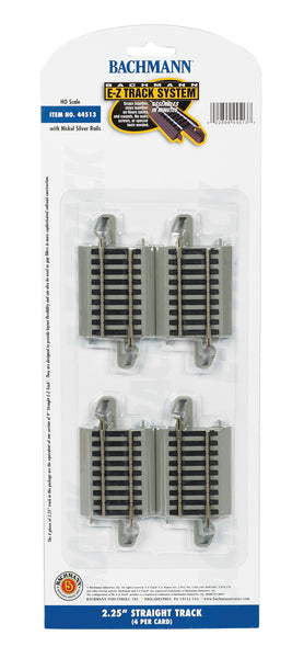 Bachmann 44513 2.25" STRAIGHT (NICKEL SILVER) 4 PACK E-Z TRACK HO SCALE NEW