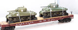 MTH Premier 20-98639 Santa Fe Flat Car w(2) Sherman Tanks O SCALE Like New Damaged Box