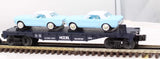 MTH 30-7617 MTH Auto Transport Flat Car with 2 Ertl '64 Mustangs RailKing O Scale Used