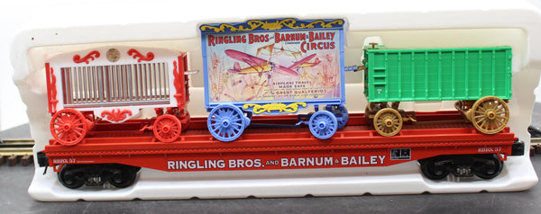 Lionel K-Line 6-21238 Ringling Bros Flatcar w/3 Circus Wagons O SCALE Like New