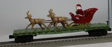 MTH Railking 30-76741 Christmas RailKing Flat Car w/LED Lights Santa Sleigh & Reindeer green O SCALE Like New