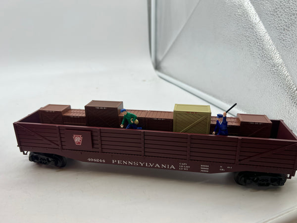 K-Line k707-1891 PENNSYLVANIA PRR  COP & ROBBER OPERATING / ANIMATED FLAT CAR O SCALE Used Excellent
