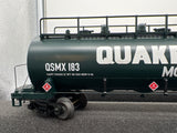 MTH Premier 20-96232 Quaker State 20K Gallon 4-Compartment Tank Car No. 183. O SCALE Used AS IS  Broken piece