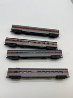 Con-Cor Set of 4 Erie Lackawanna Passener Cars N SCALE Used Excellent No Box