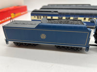 Rivarossi RR1256-6911 Central New Jersey CNJ Blue Comet 4-6-2 Heavy Pacific Engine & Pack B 4 Passenger Car Set HO SCALE Used Excellent Damaged Box